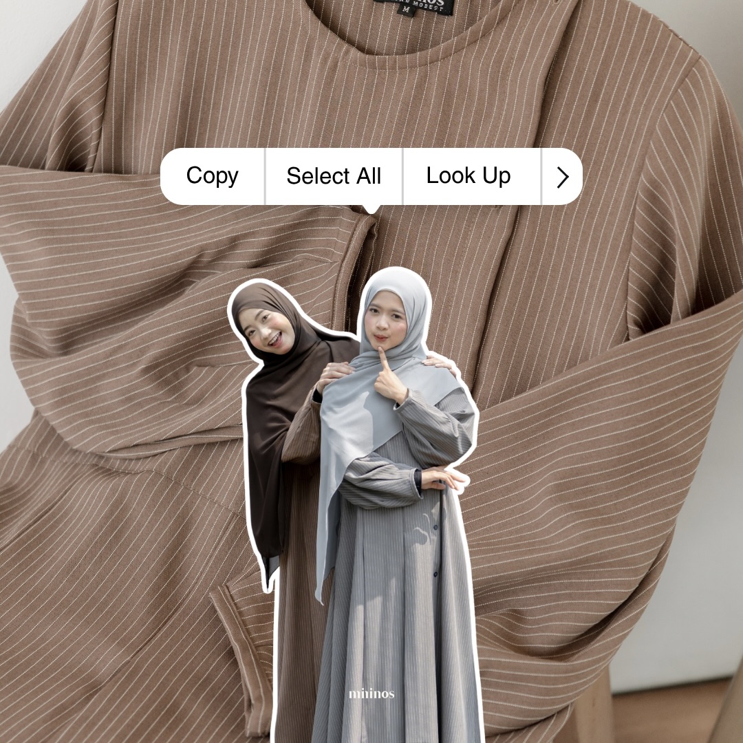 Mininos Miyora Slim Dress Salur Gamis Muslimah Remaja