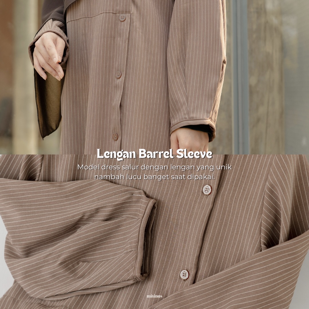 Mininos Miyora Slim Dress Salur Gamis Muslimah Remaja
