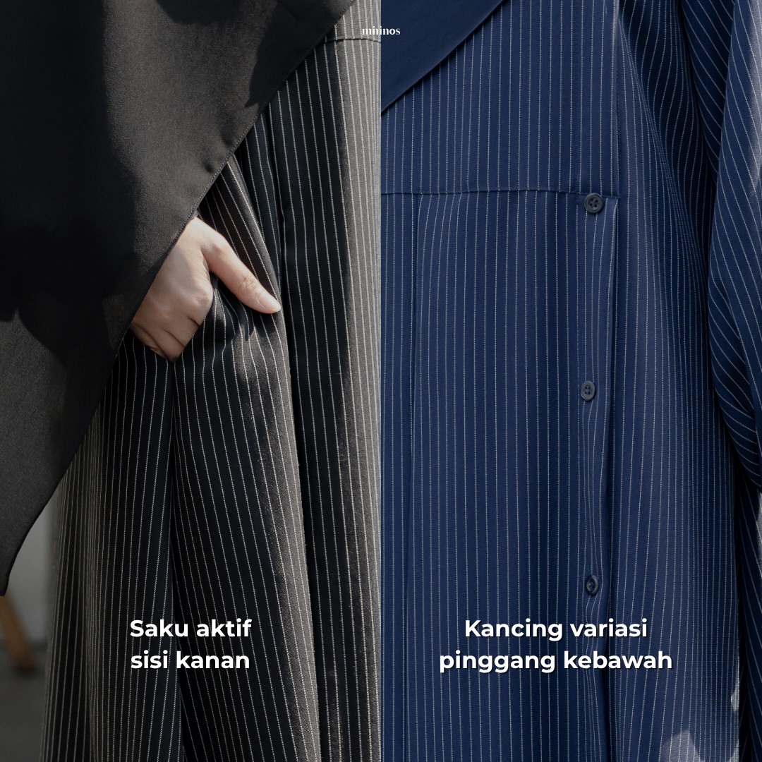 Mininos Miyora Slim Dress Salur Gamis Muslimah Remaja