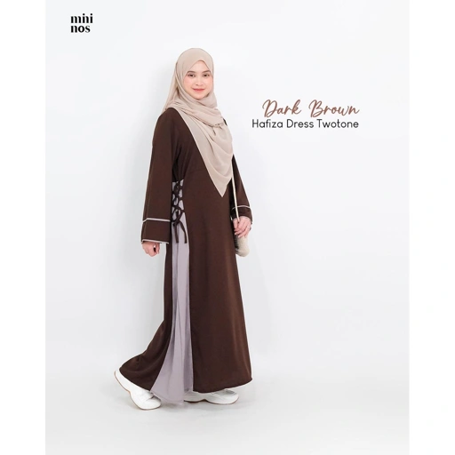 Image of Mininos Hafiza Dress Twotone | Gamis Lebaran Terbaru Daily Kekinian 2025