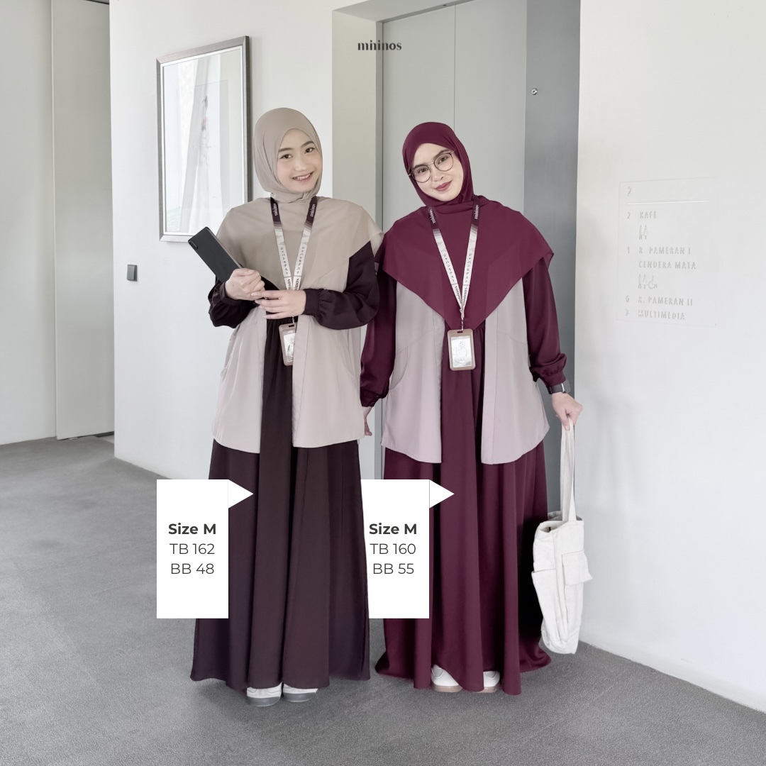 Mininos Ichi Set Dress 2in1 Gamis Outer Setelan Muslimah