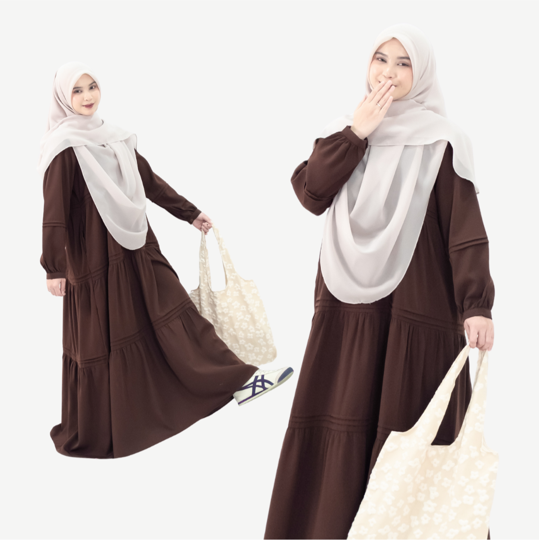 Mininos Kayla Dress Lipit Gamis Daily Busui Remaja Muslimah Terbaru