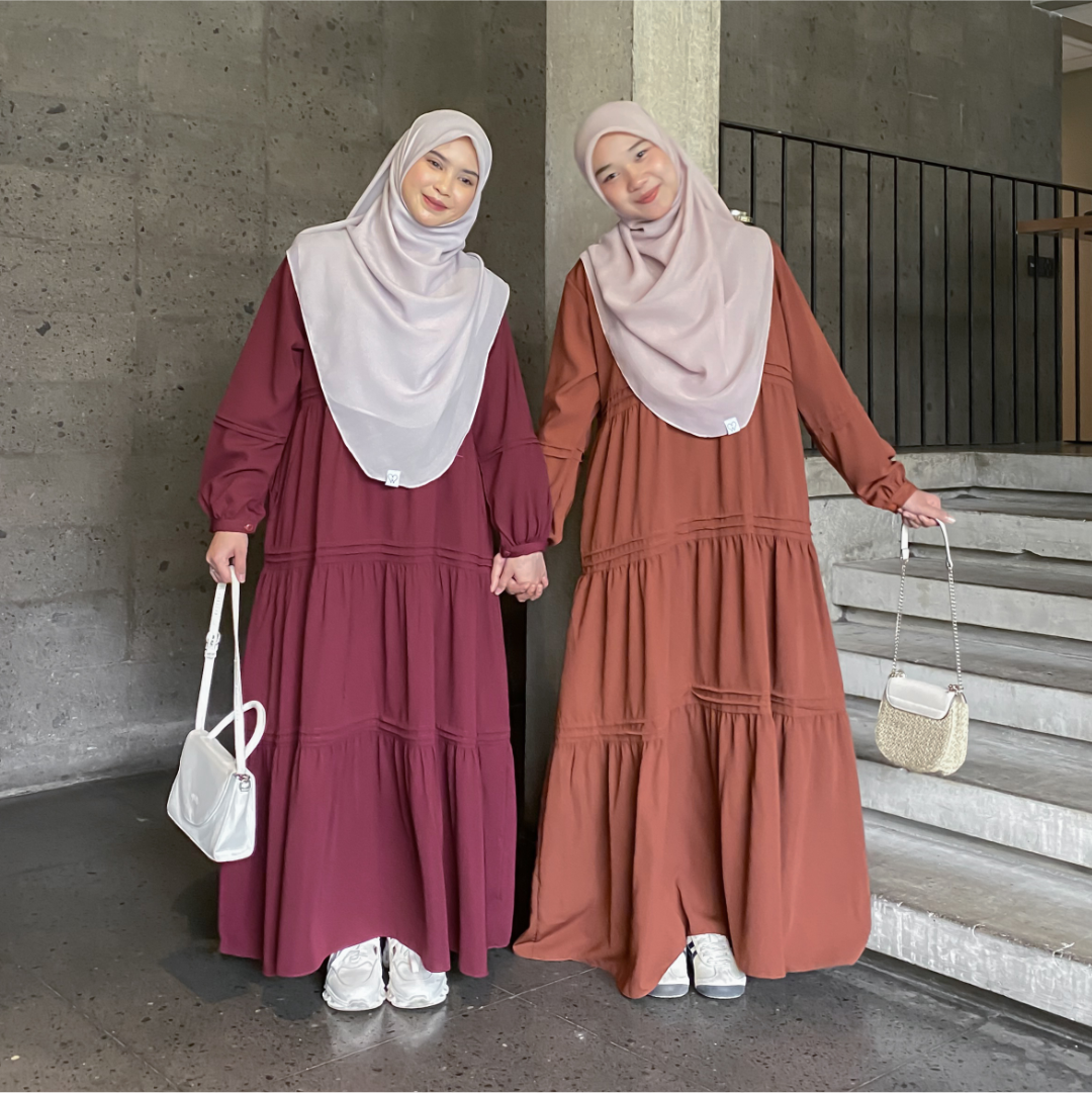 Mininos Kayla Dress Lipit Gamis Daily Busui Remaja Muslimah Terbaru