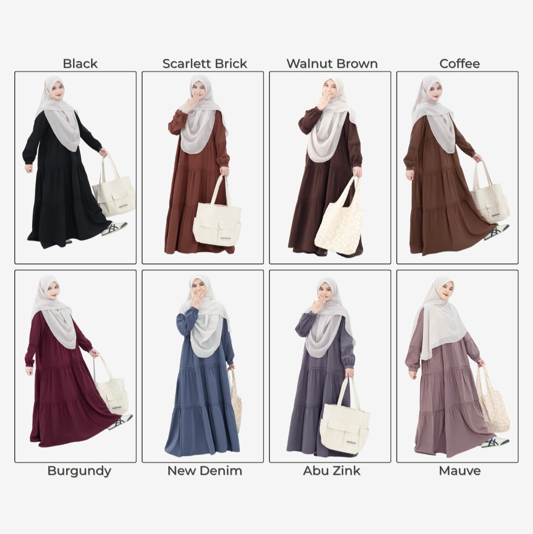 Mininos Kayla Dress Lipit Gamis Daily Busui Remaja Muslimah Terbaru