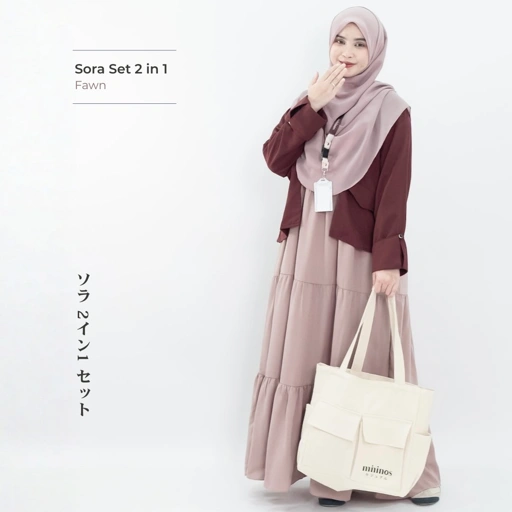 Image of Mininos Sora Set 2in1 Gamis Setelan Muslimah Set Outer