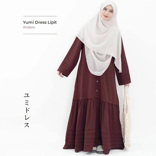 Image of Mininos Yumi Dress Lipit | Gamis Daily Busui Remaja Muslim Terbaru