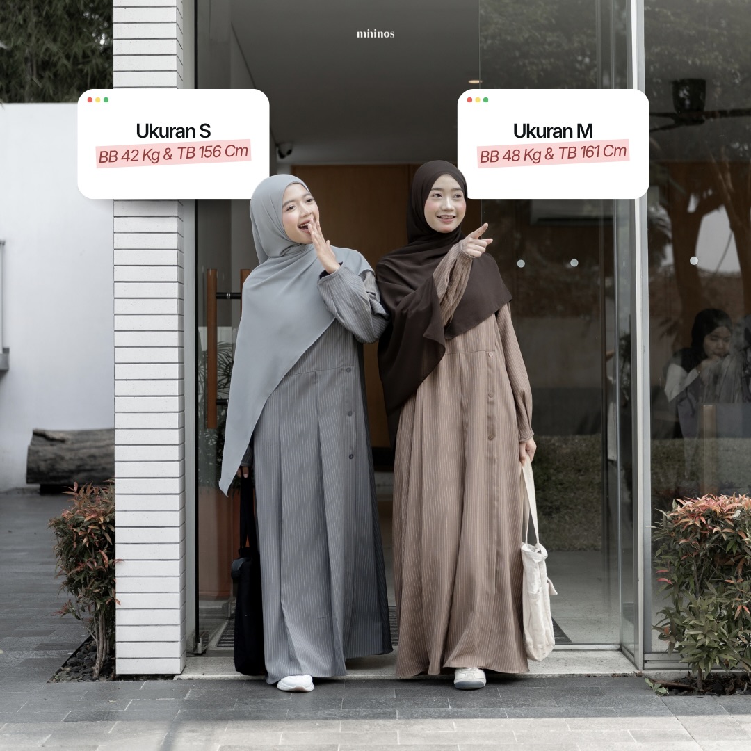Mininos Miyora Slim Dress Salur Gamis Muslimah Remaja