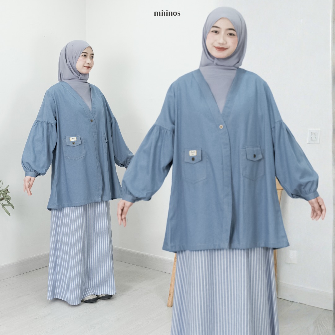 Mininos Kizuna Jeans Outer Luaran Hangout Kasual Wanita