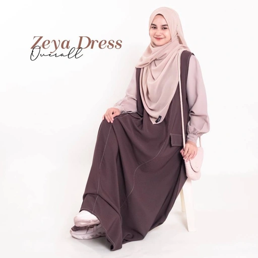 Image of Mininos Zeya Dress Overall | Setelan Gamis Wanita 2in1 Remaja Muslimah Terbaru