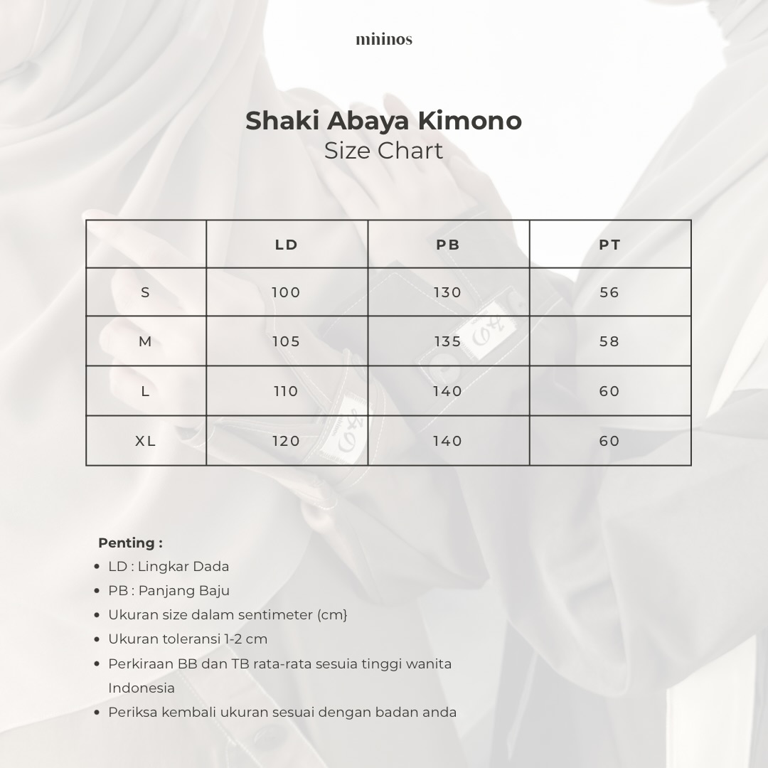 Mininos Shaki Abaya Kimono Gamis Muslimah