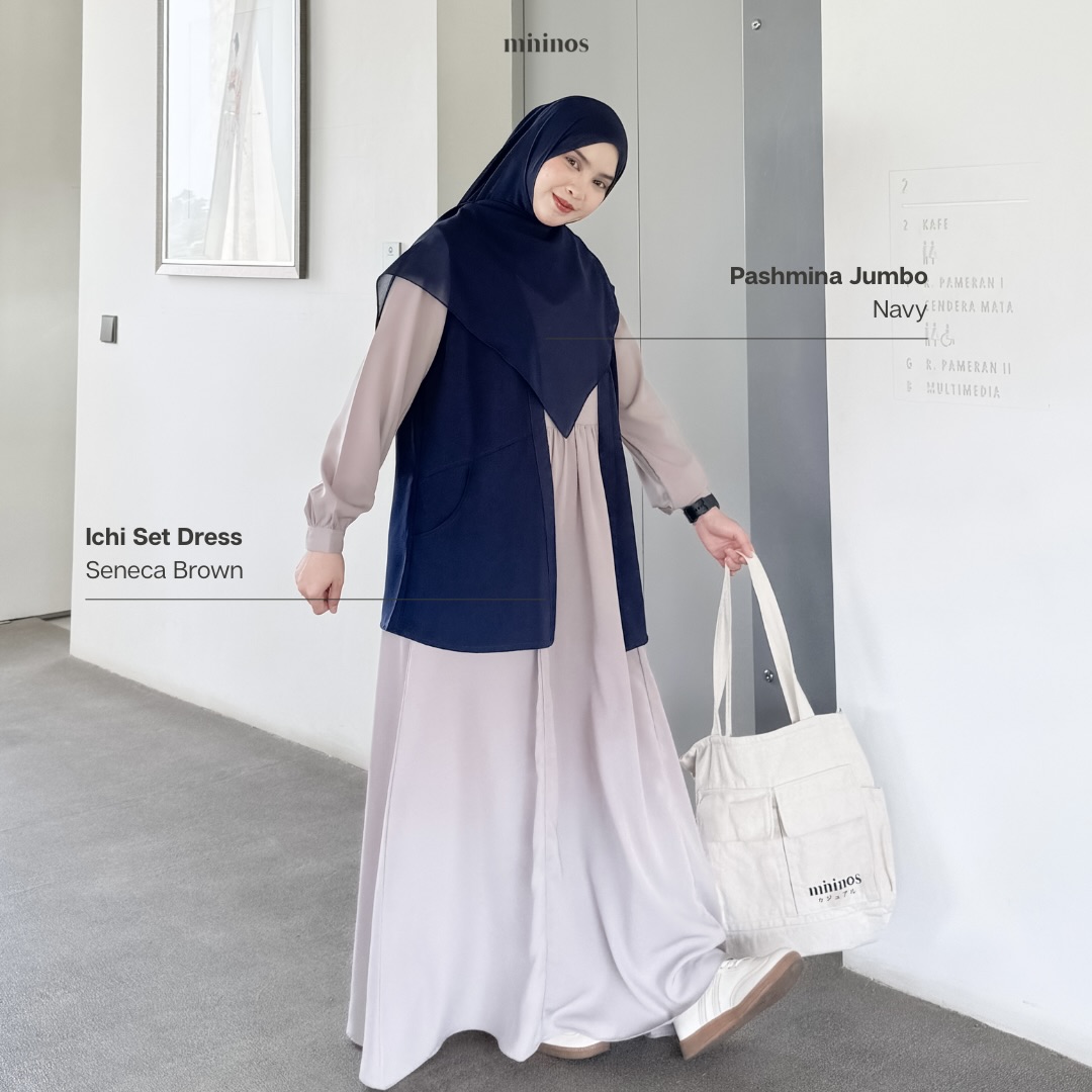 Mininos Ichi Set Dress 2in1 Gamis Outer Setelan Muslimah