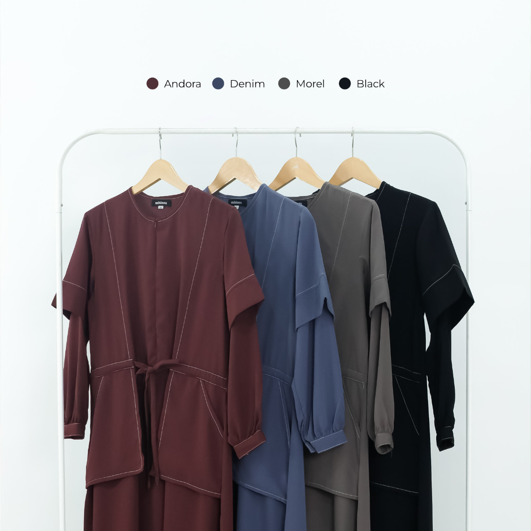 Mininos Kiyomi Dress Gamis Pocket Daily Serut Wanita Muslimah