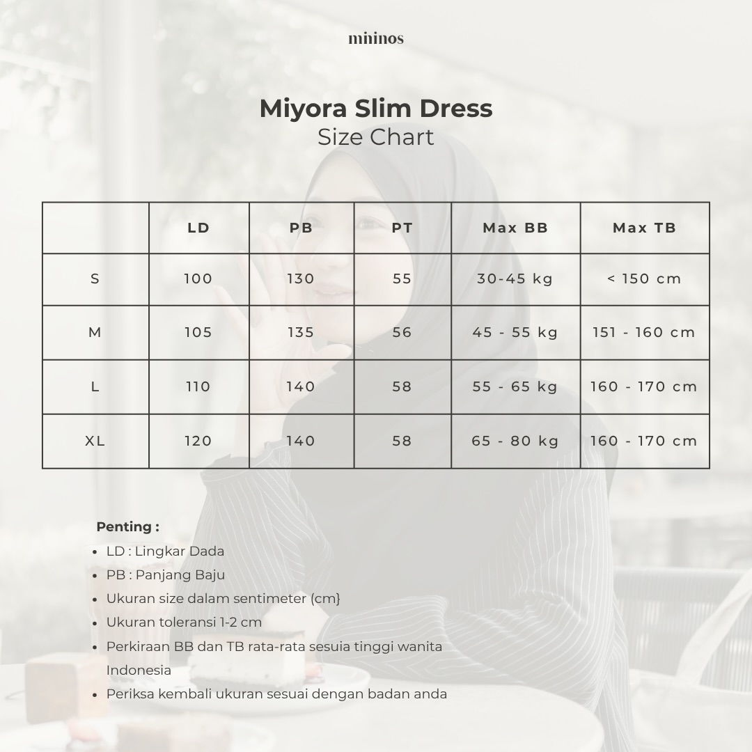 Mininos Miyora Slim Dress Salur Gamis Muslimah Remaja