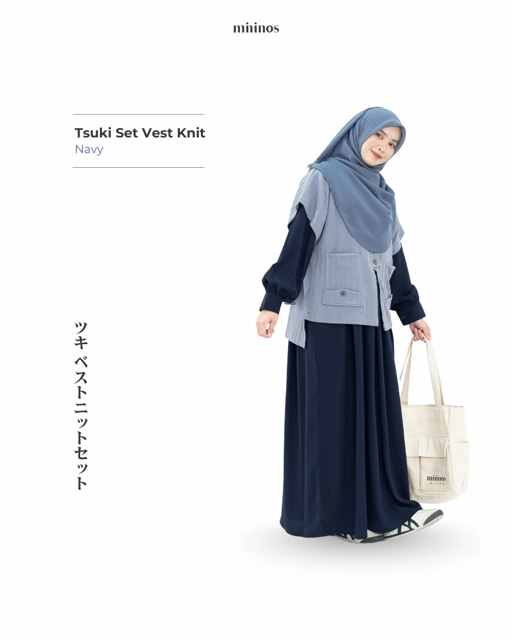 Image of Mininos Tsuki Set Vest Knit Set 2in1 Dress Muslimah