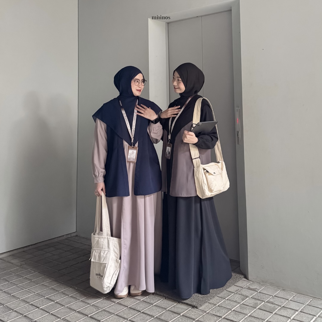 Mininos Ichi Set Dress 2in1 Gamis Outer Setelan Muslimah