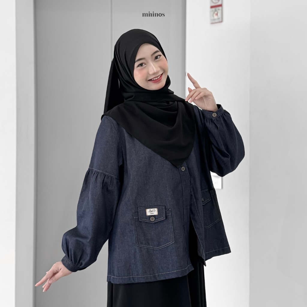 Mininos Kizuna Jeans Outer Luaran Hangout Kasual Wanita