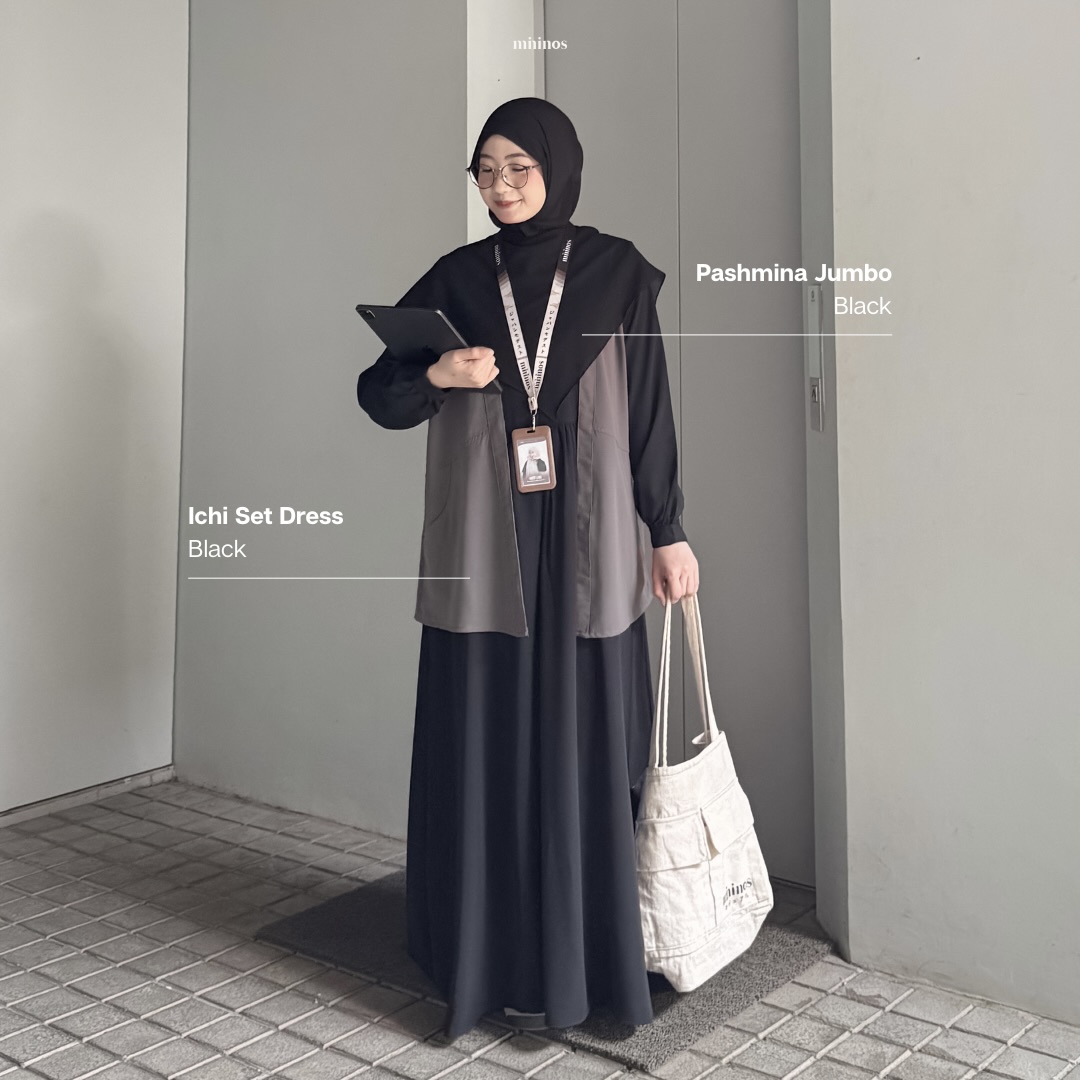 Mininos Ichi Set Dress 2in1 Gamis Outer Setelan Muslimah