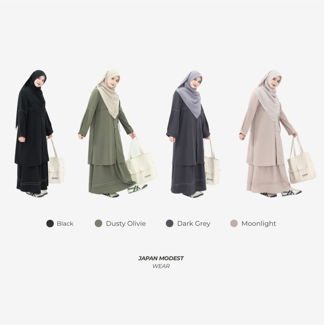 Mininos Kaori Set Tunik Pocket Oneset Setelan Muslimah