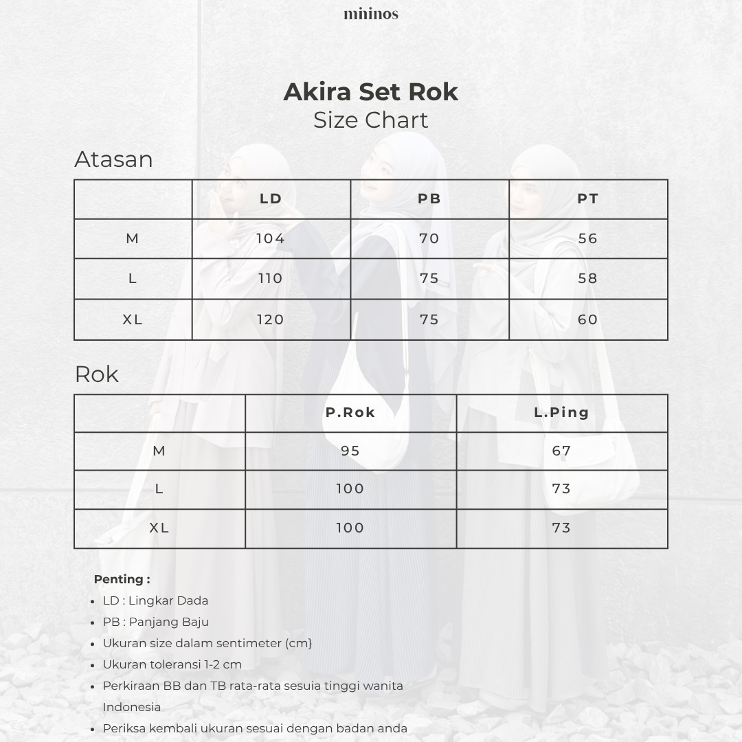 Mininos Akira Set Rok Oneset Atasan Bawahan Salur Kimono Gamis Remaja Muslimah