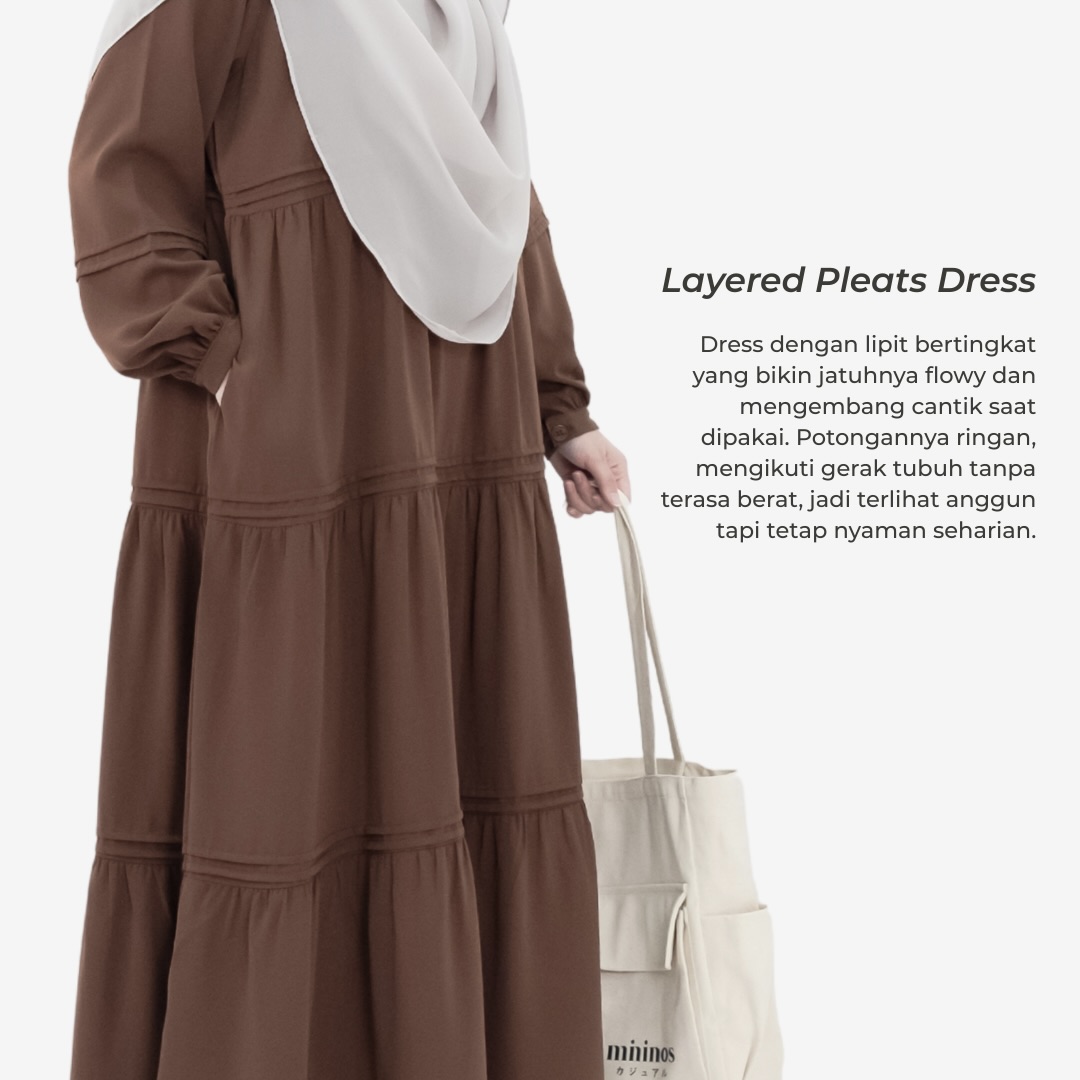 Mininos Kayla Dress Lipit Gamis Daily Busui Remaja Muslimah Terbaru