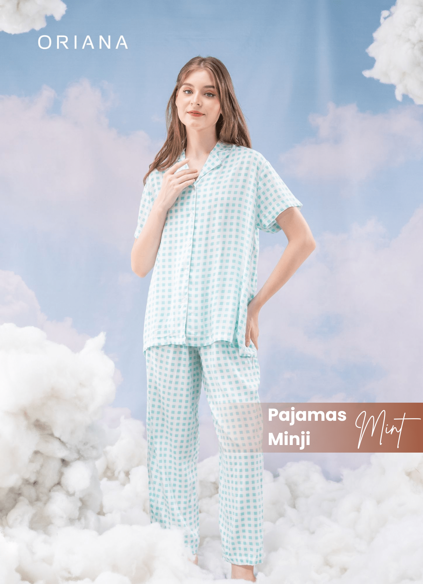 Oriana Sleepwear Piyama Rayon Kotak-Kotak Minji Series