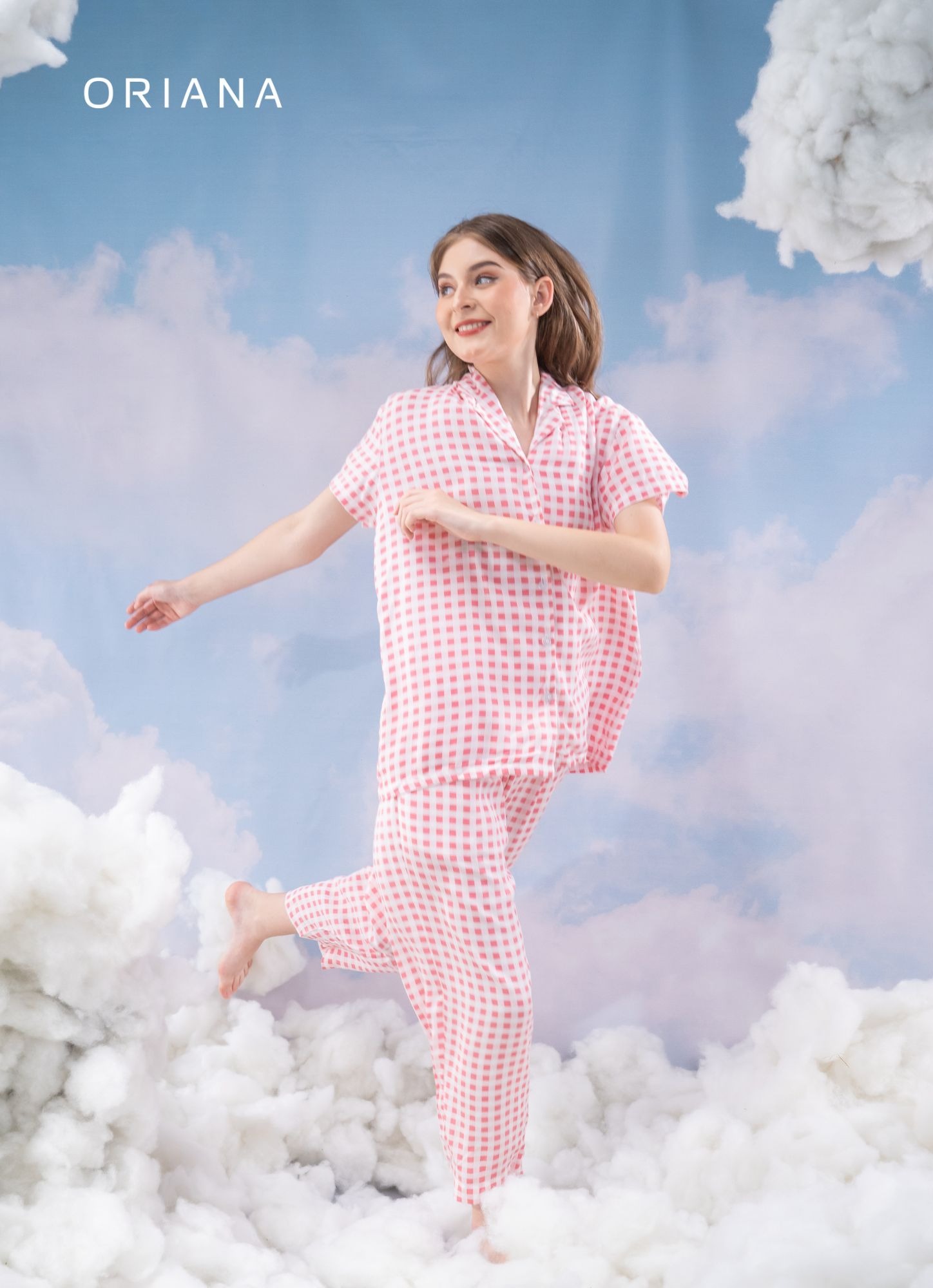 Oriana Sleepwear Piyama Rayon Kotak-Kotak Minji Series