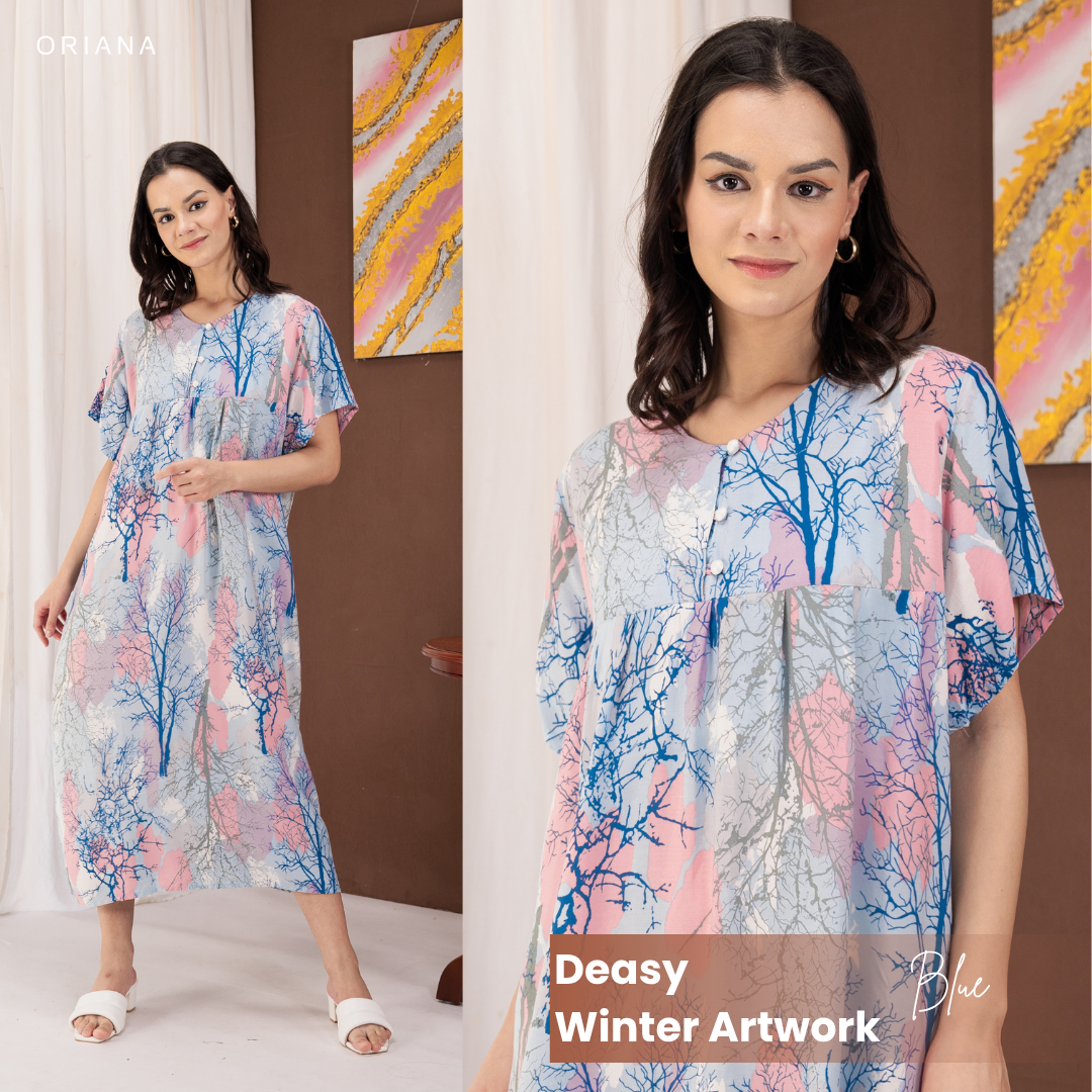 Oriana Homewear Maxi Dress Daster Busui Deasy Winter Artwork Series