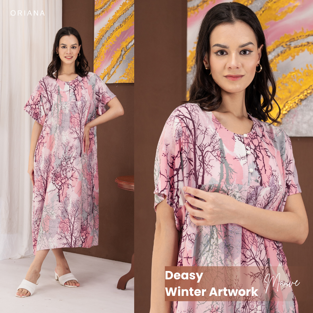 Oriana Homewear Maxi Dress Daster Busui Deasy Winter Artwork Series