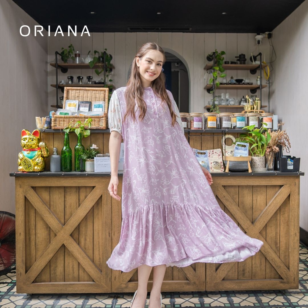 Oriana Homewear Maxi Dress Daster Two Tone Cleta Series