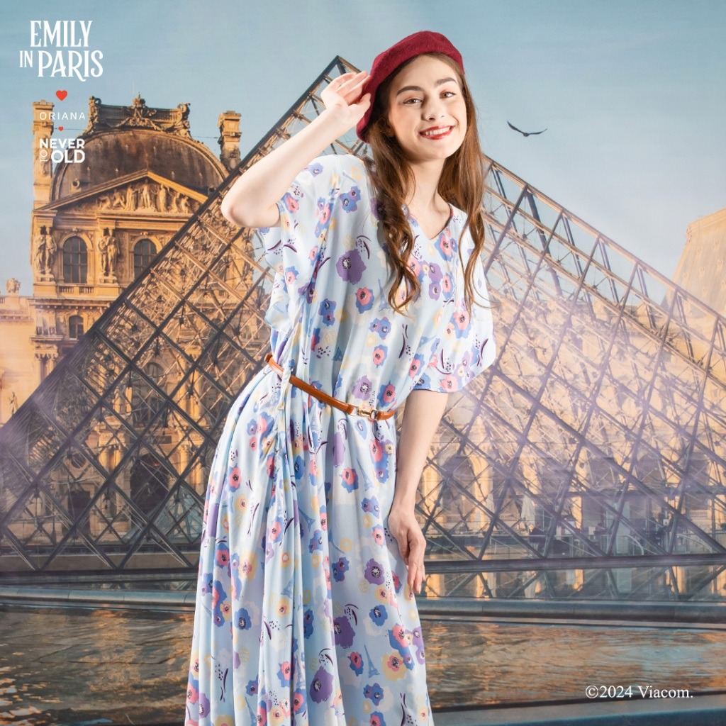 Oriana x Emily in Paris Daster Maxi Dress Paris Blossom Series
