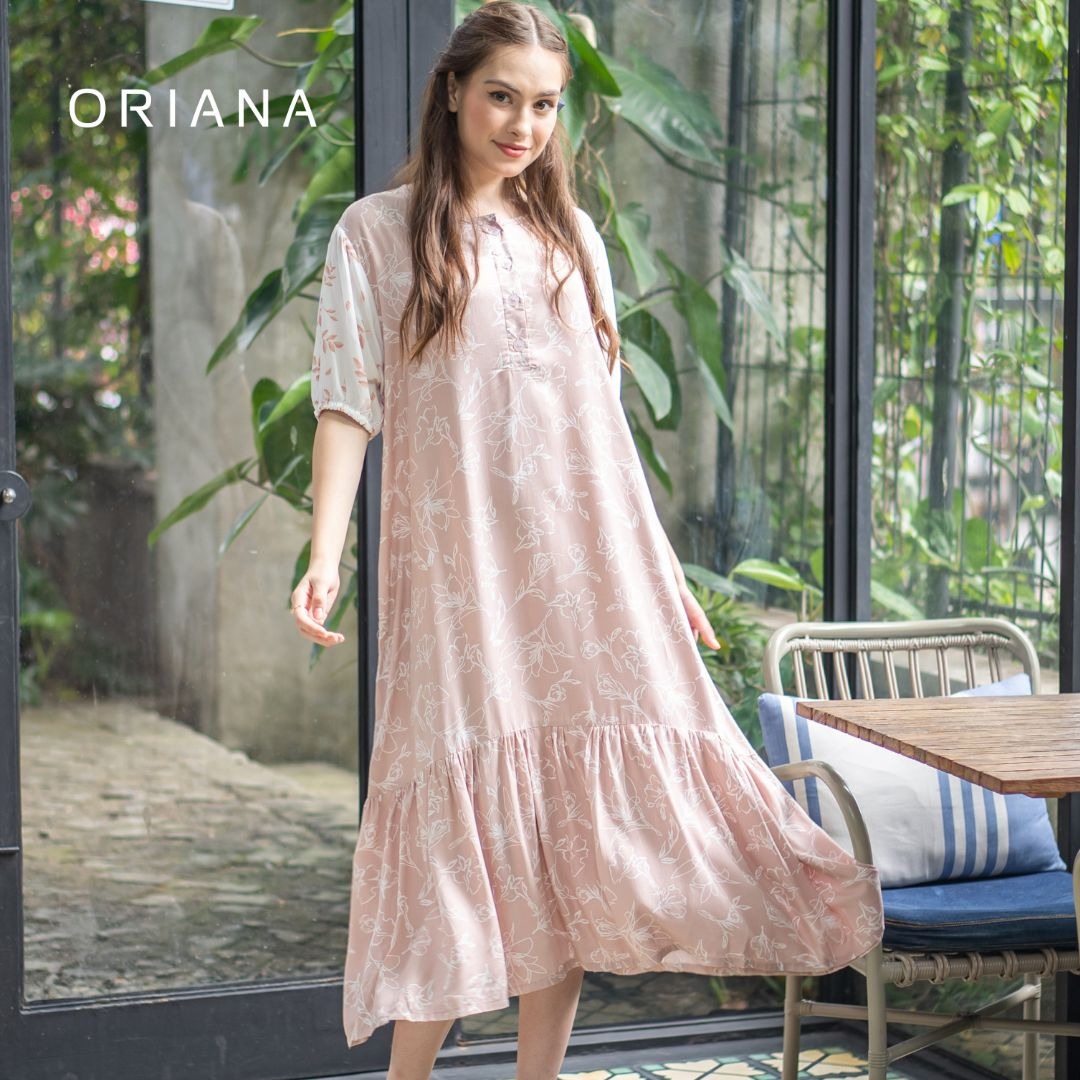 Oriana Homewear Maxi Dress Daster Two Tone Cleta Series