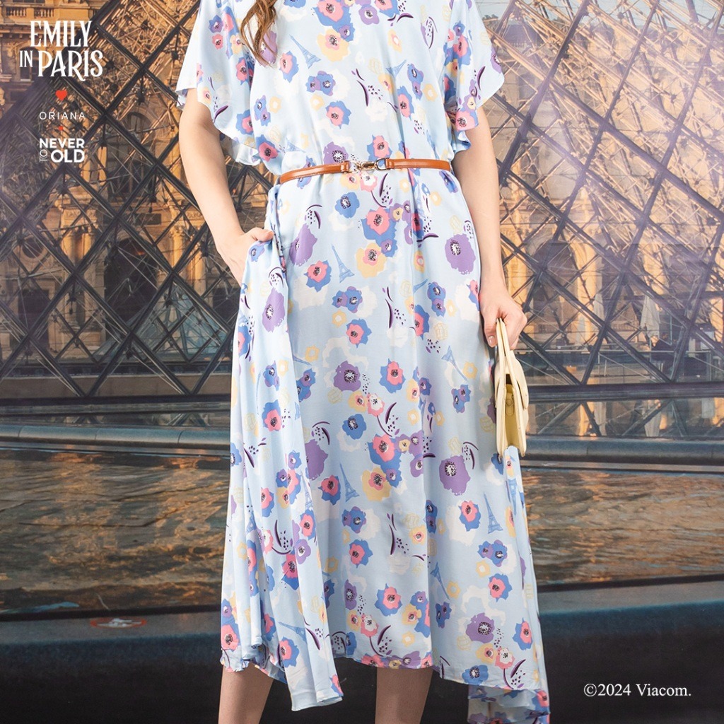 Oriana x Emily in Paris Daster Maxi Dress Paris Blossom Series