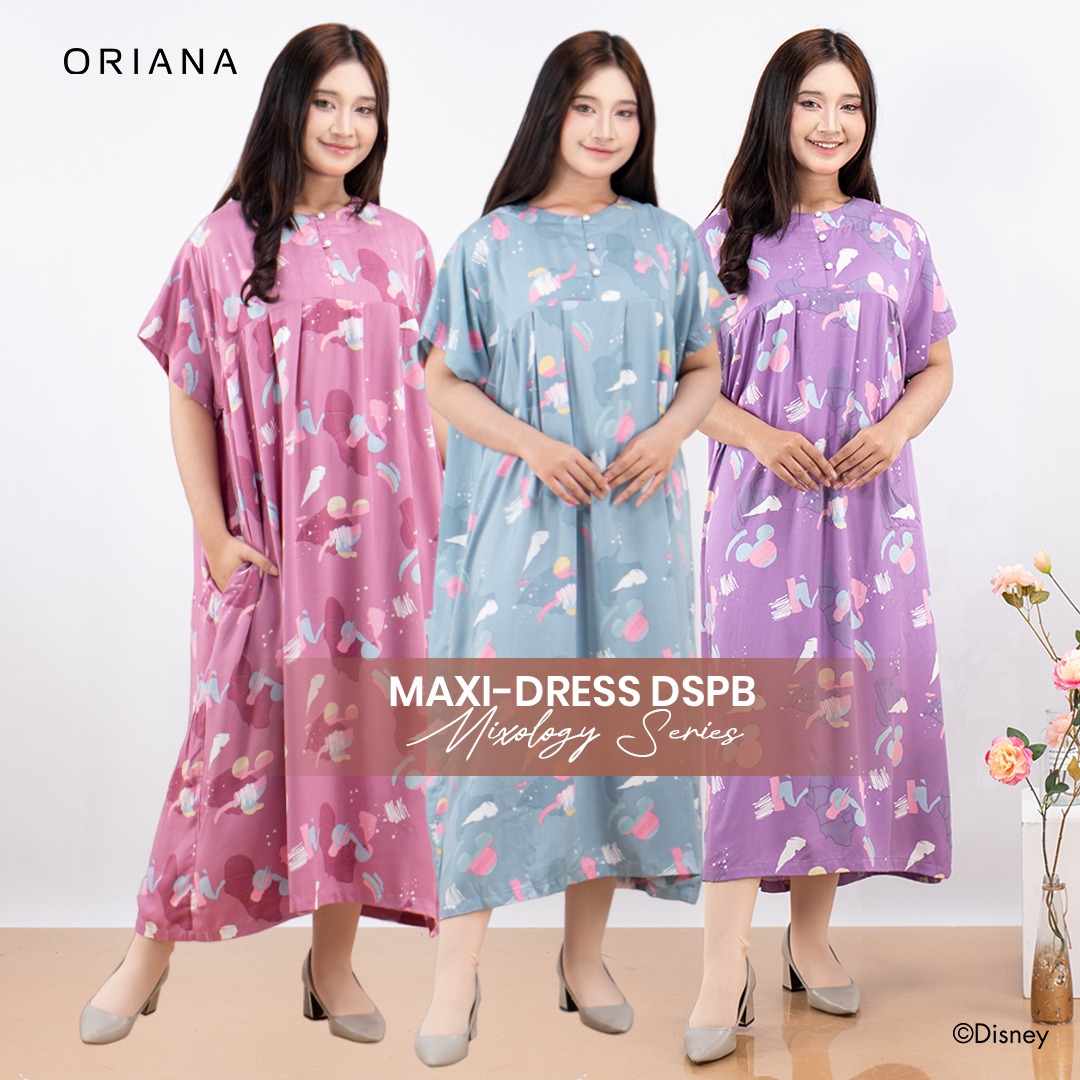 Oriana Homewear Maxi Dress-DSPB Mickey Mixology Allsize