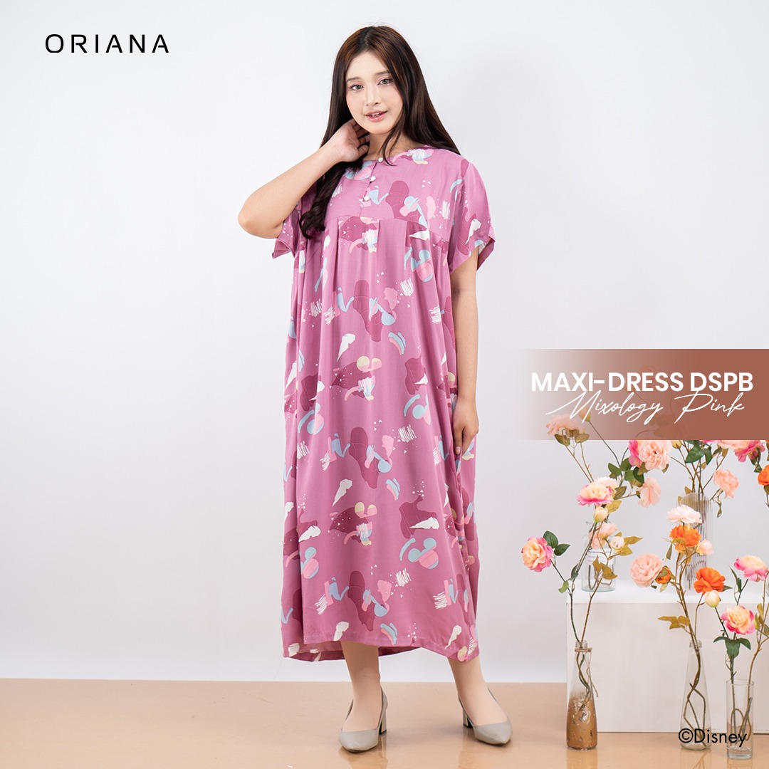 Oriana Homewear Maxi Dress-DSPB Mickey Mixology Allsize