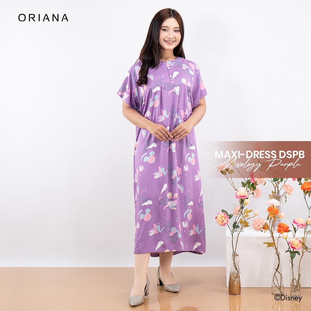 Oriana Homewear Maxi Dress-DSPB Mickey Mixology Allsize
