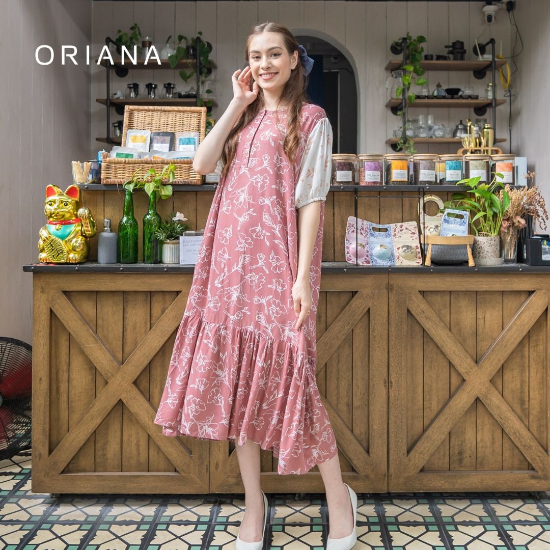 Oriana Homewear Maxi Dress Daster Two Tone Cleta Series