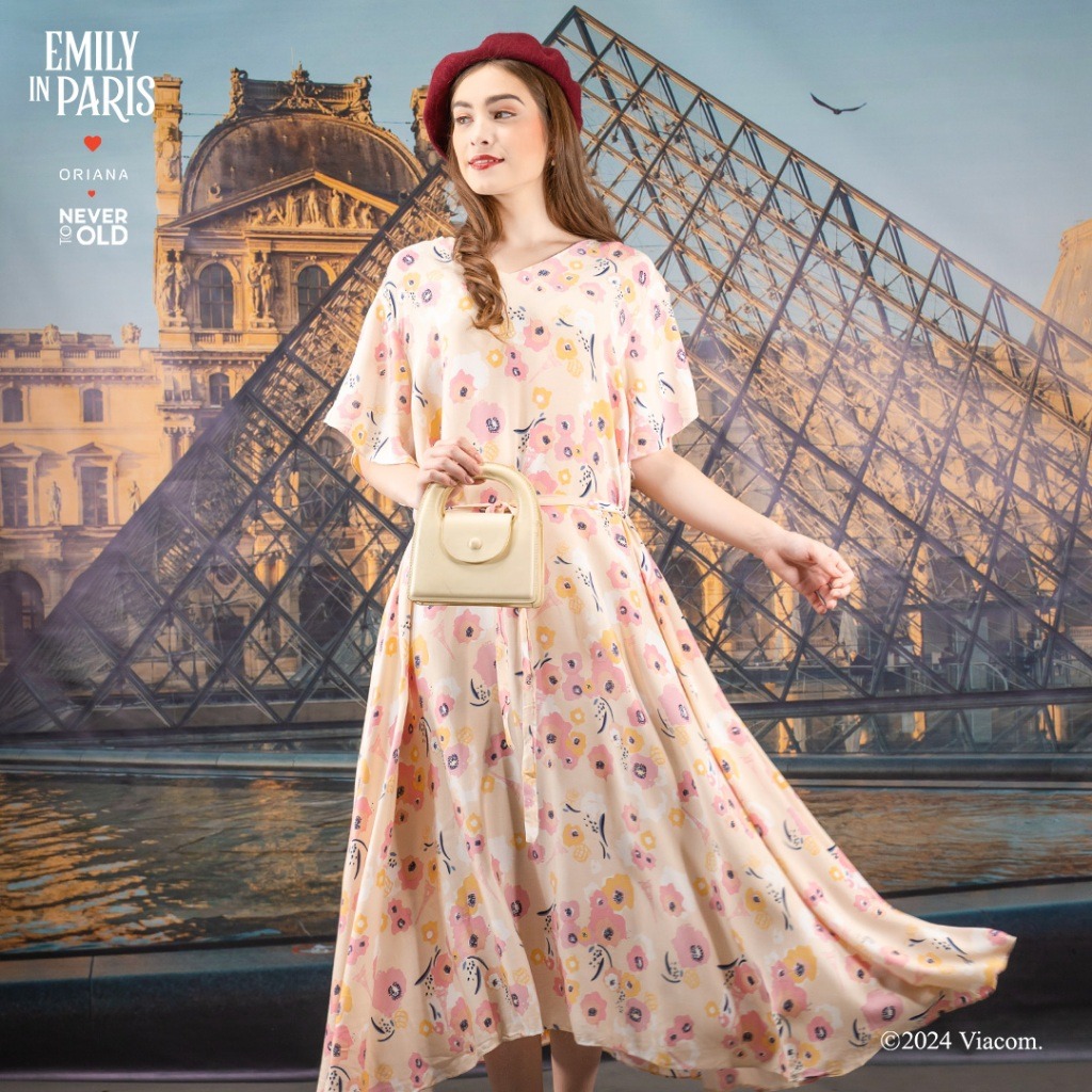 Oriana x Emily in Paris Daster Maxi Dress Paris Blossom Series