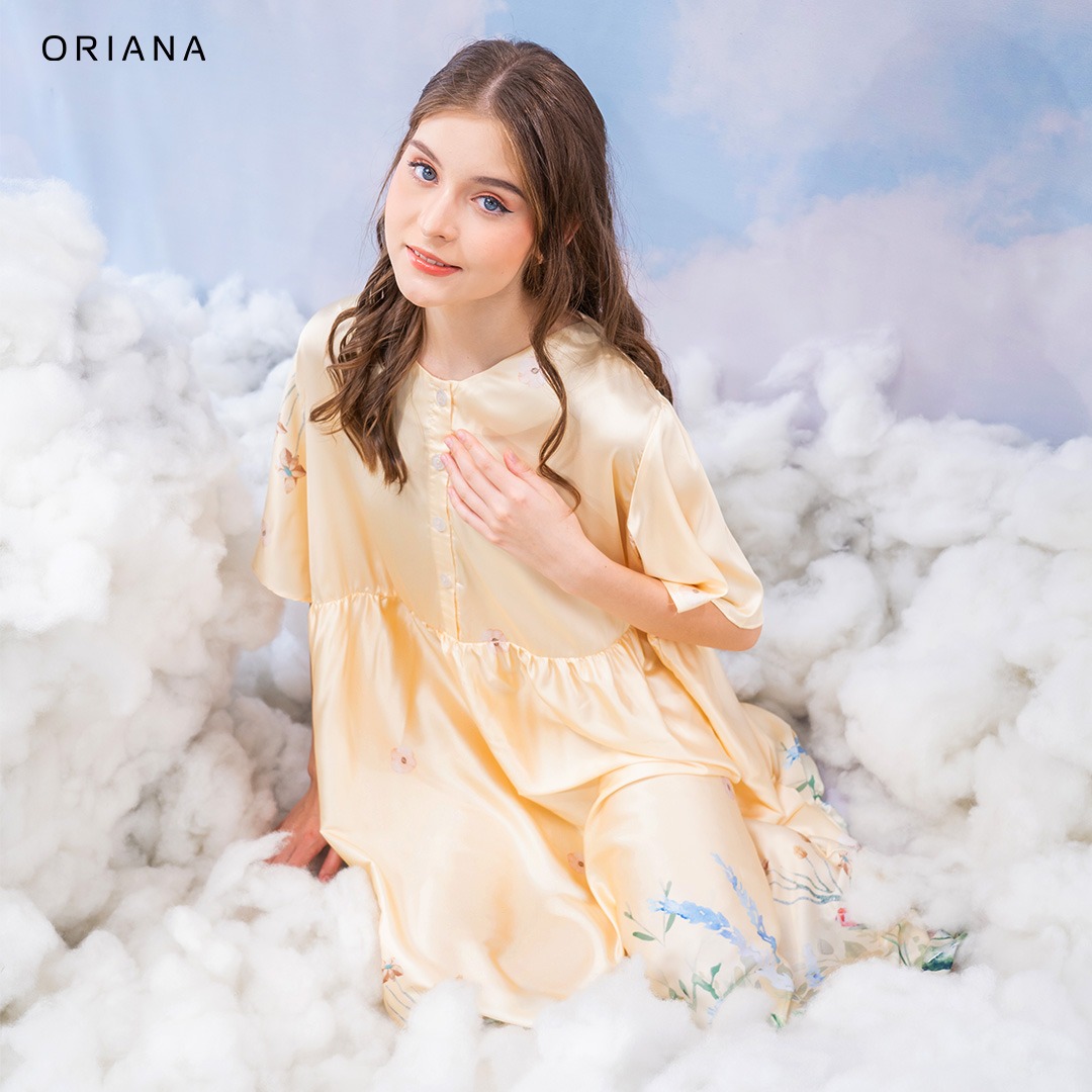 Oriana Homewear Maxi Dress Organic Silk Dutch Garden Series