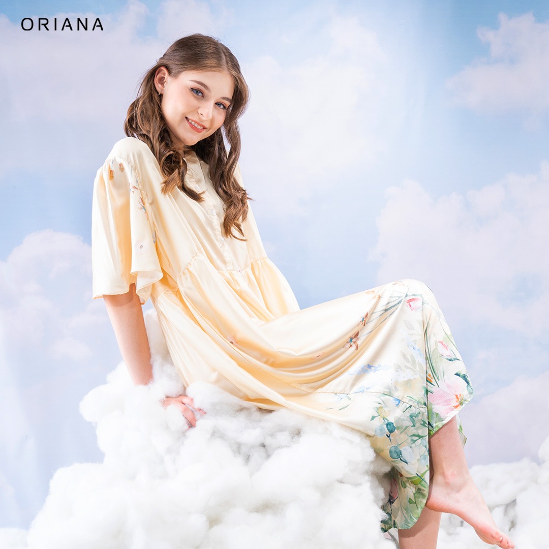Oriana Homewear Maxi Dress Organic Silk Dutch Garden Series