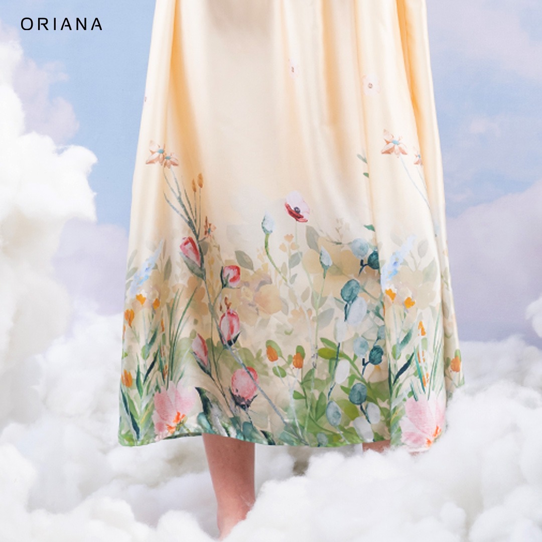 Oriana Homewear Maxi Dress Organic Silk Dutch Garden Series