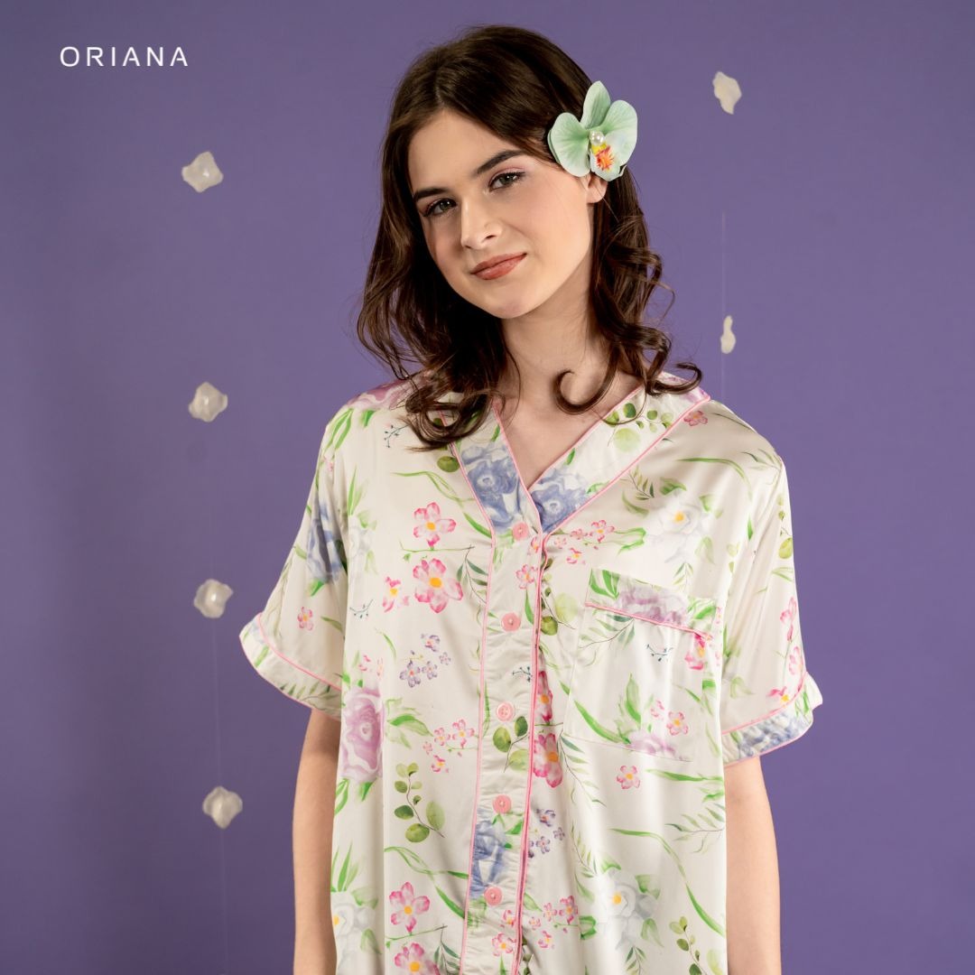 Oriana Homewear Midi Dress Organic Silk Botanical Series
