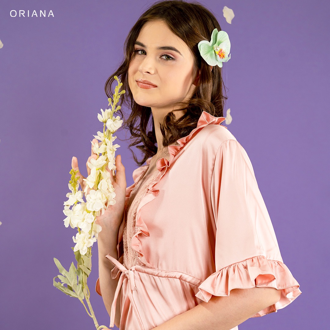 Oriana Sleepwear Maxi Dress Organic Silk Myribel Series