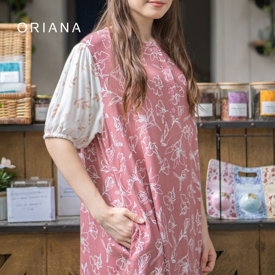 Oriana Homewear Maxi Dress Daster Two Tone Cleta Series