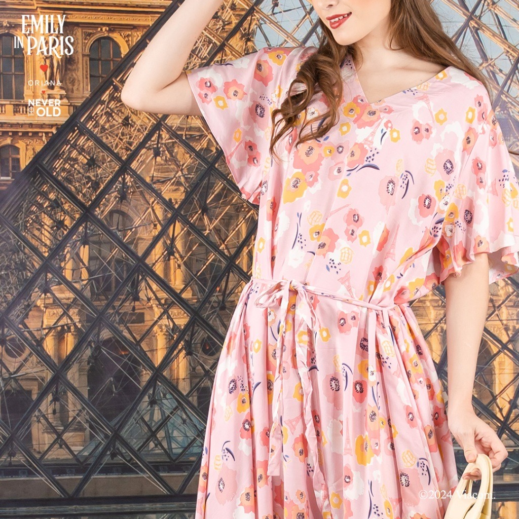 Oriana x Emily in Paris Daster Maxi Dress Paris Blossom Series