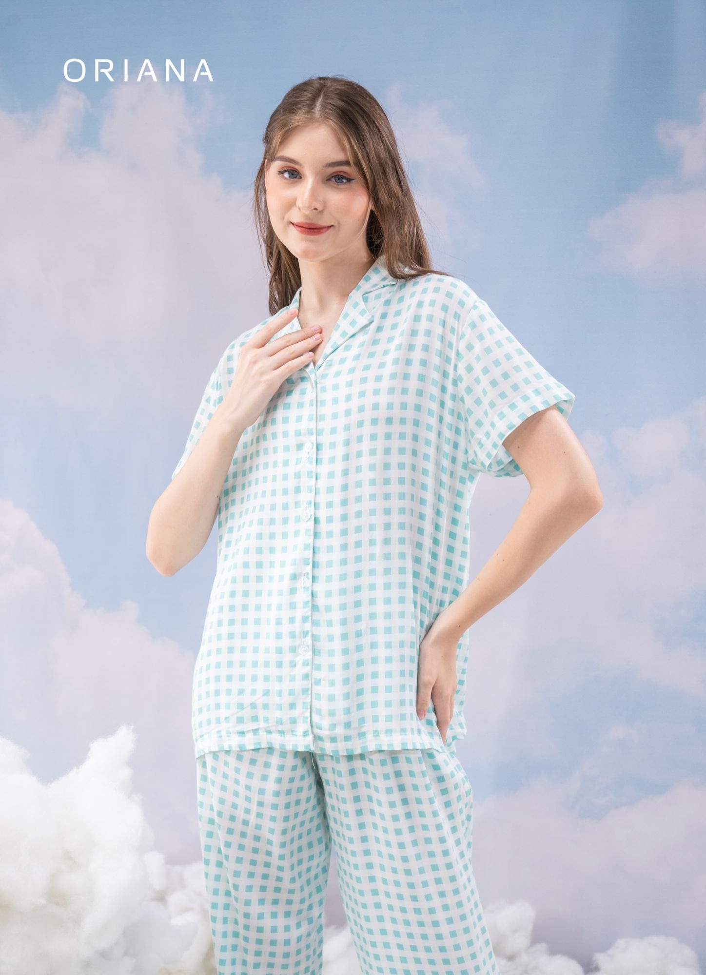 Oriana Sleepwear Piyama Rayon Kotak-Kotak Minji Series