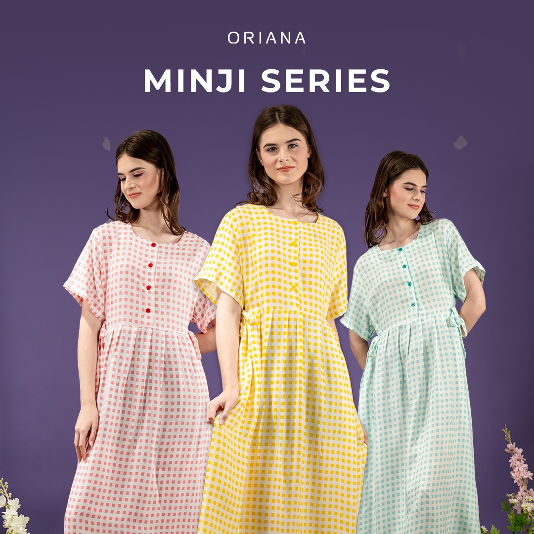 Oriana Homewear Maxi Dress Daster Busui Pendek Cayya Minji Series