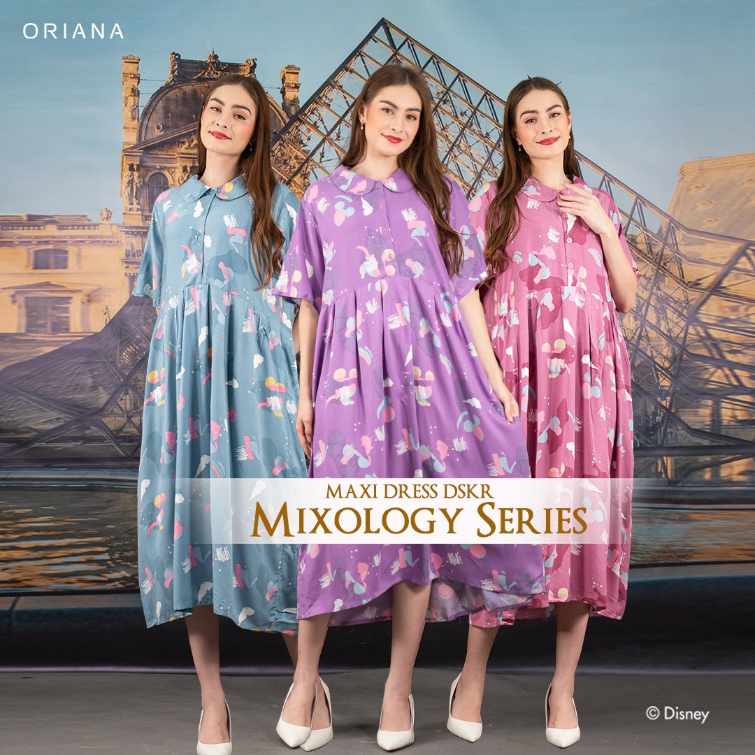 Oriana Homewear Maxi Dress-DSKR Mickey Mixology Allsize