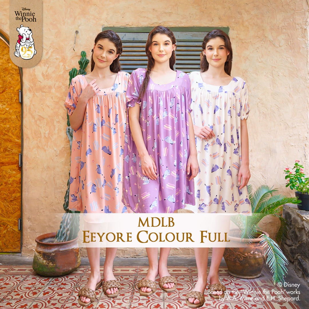 Oriana Homewear Colorful Eeyore Midi Dress MDLB Rayon Twill Ecocel