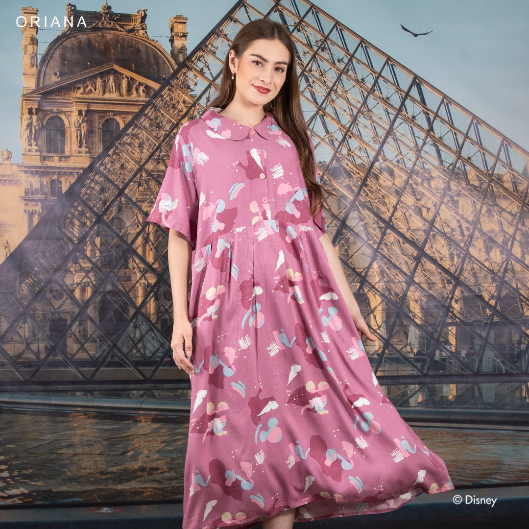Oriana Homewear Maxi Dress-DSKR Mickey Mixology Allsize