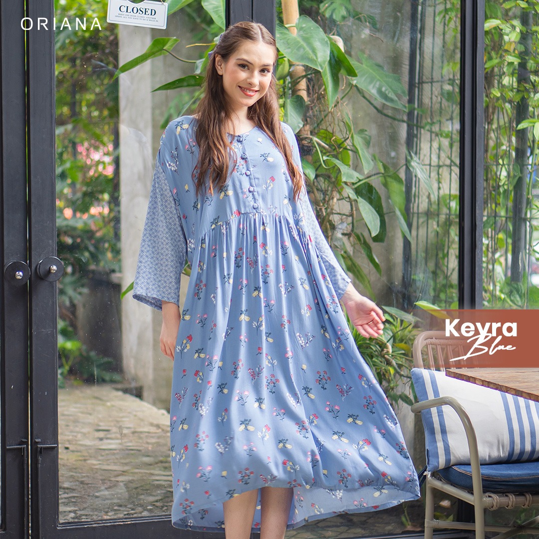 riana Homewear Maxi Dress Daster Two Tone Hitomi Keyra Series